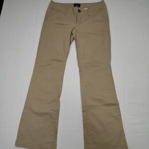 American Eagle Kick Boot Women Khaki Low Rise Stretch Pants Chino Casual 6 Flare
